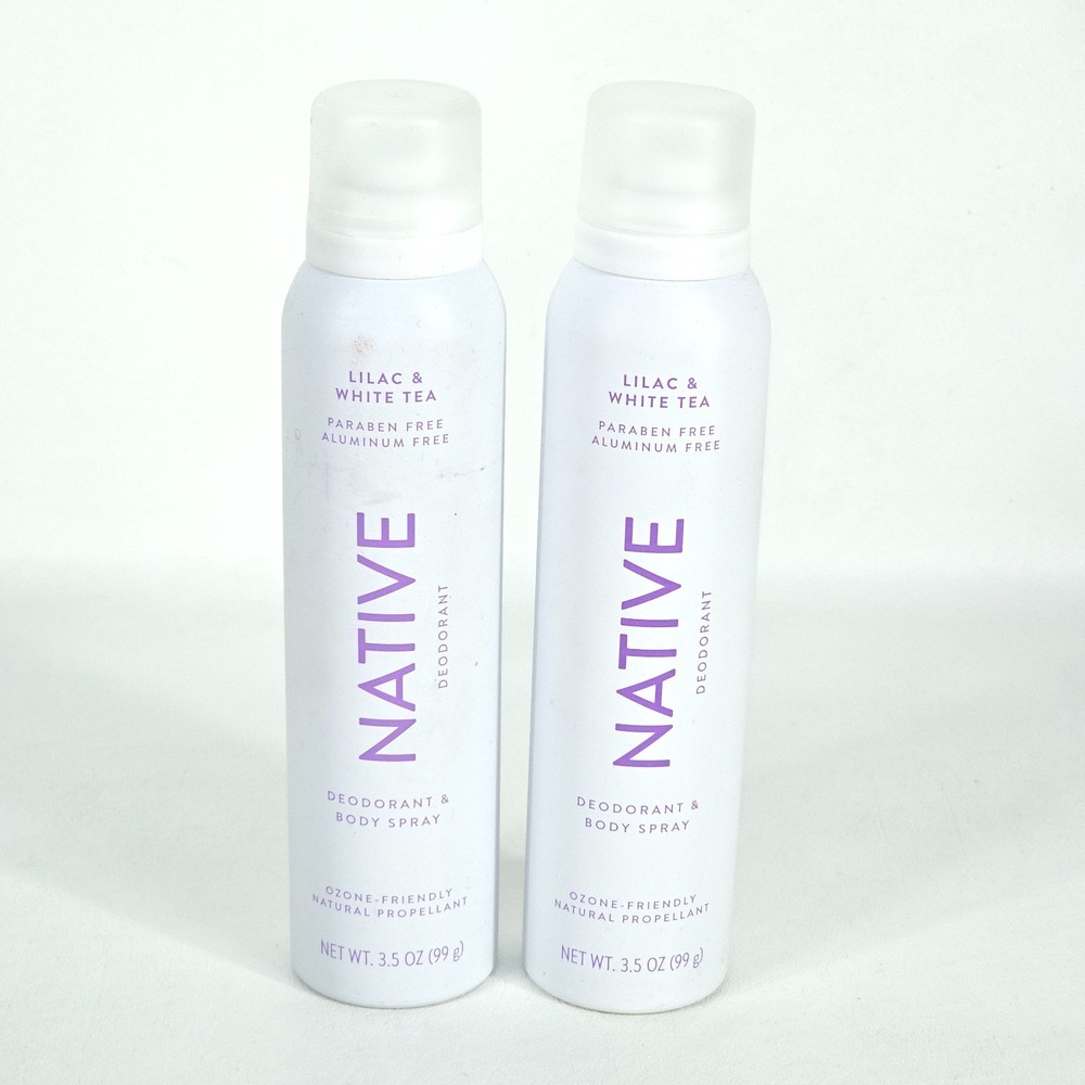 Native Deodorant & Body Spray Lilac & White Tea 2-Pack 3.5 oz Each Deadstock NEW